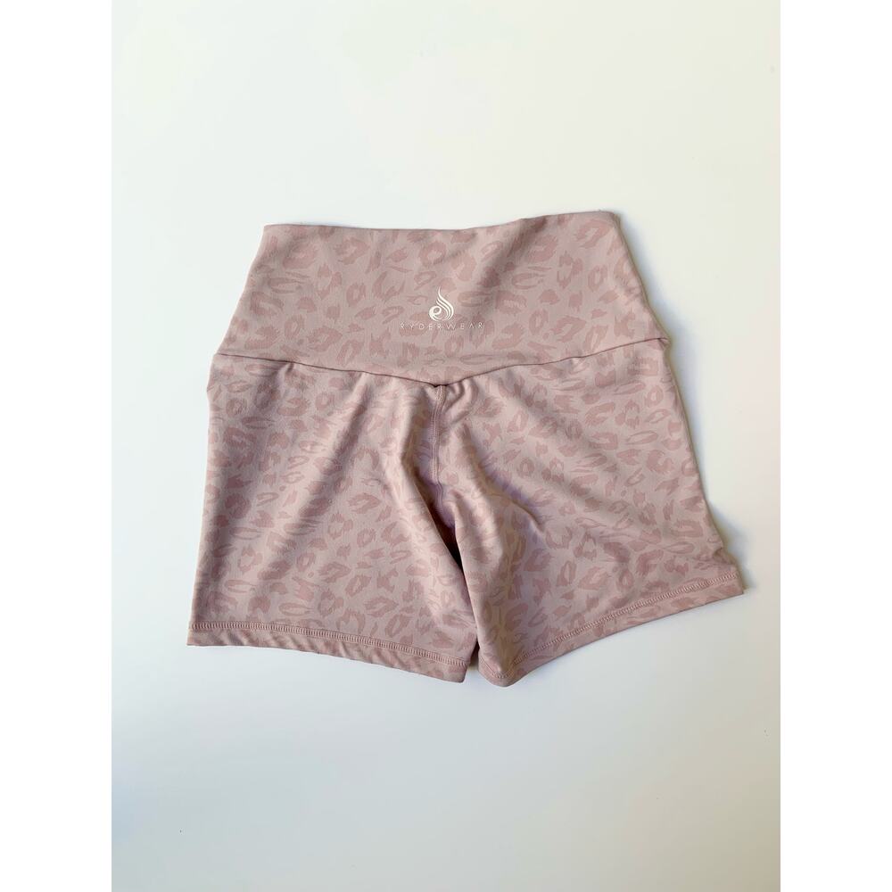 Ryderwear Light Pink Cheetah Print Active wear High Waisted Shorts Women's SZ XS - Picture 5 of 8